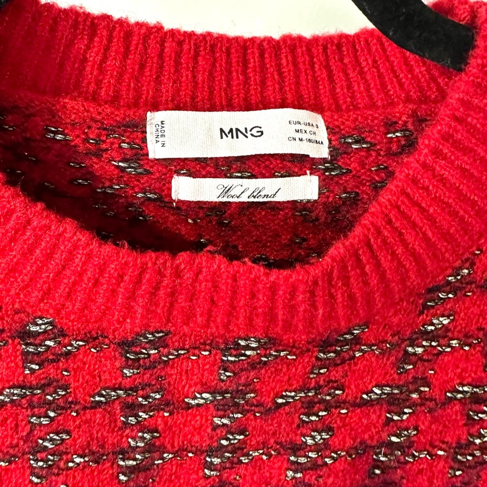 Sparkly Houndstooth Mng Mango Sweater Size Small - image 3